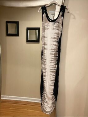 Calvin Klein Black and White Tie-Dye Maxi Dress